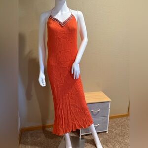 Sleeveless Orange form fitting Dress
